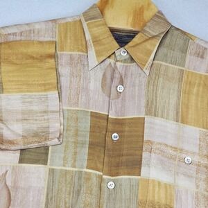 Tori Richard Honolulu Silk Shirt Medium Plaid Button Up Short Sleeve